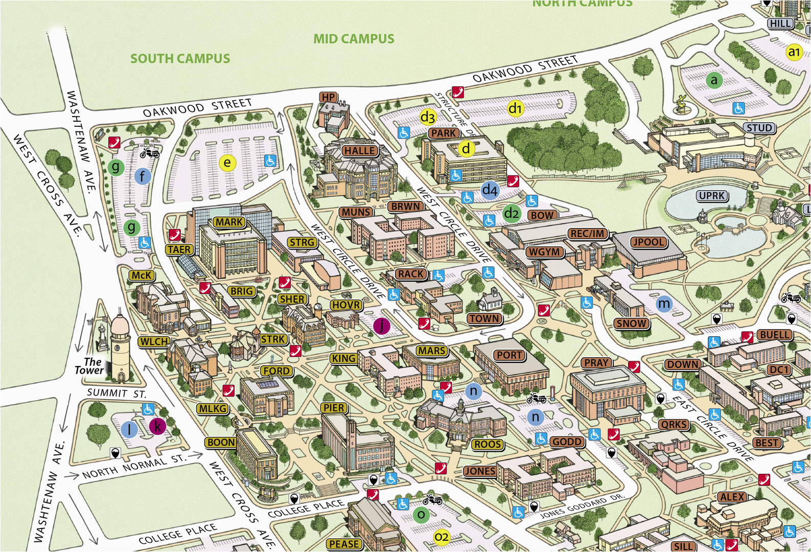 Eastern Michigan University Campus Map. 