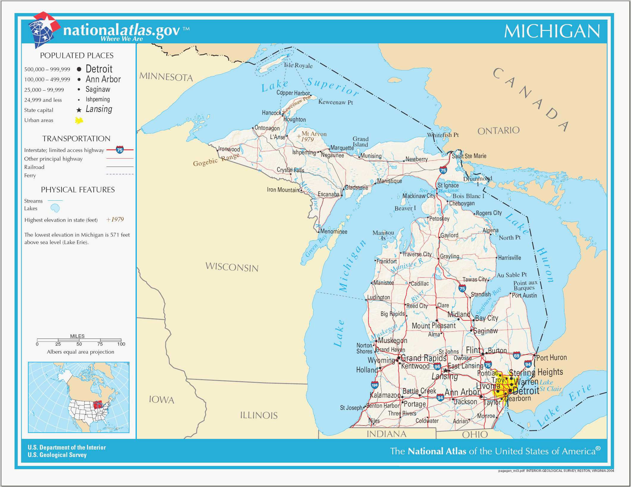 michigan elevation map beautiful topographic map maps directions