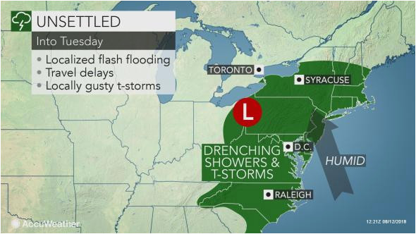 risk of flooding downpours continue in the northeastern us through