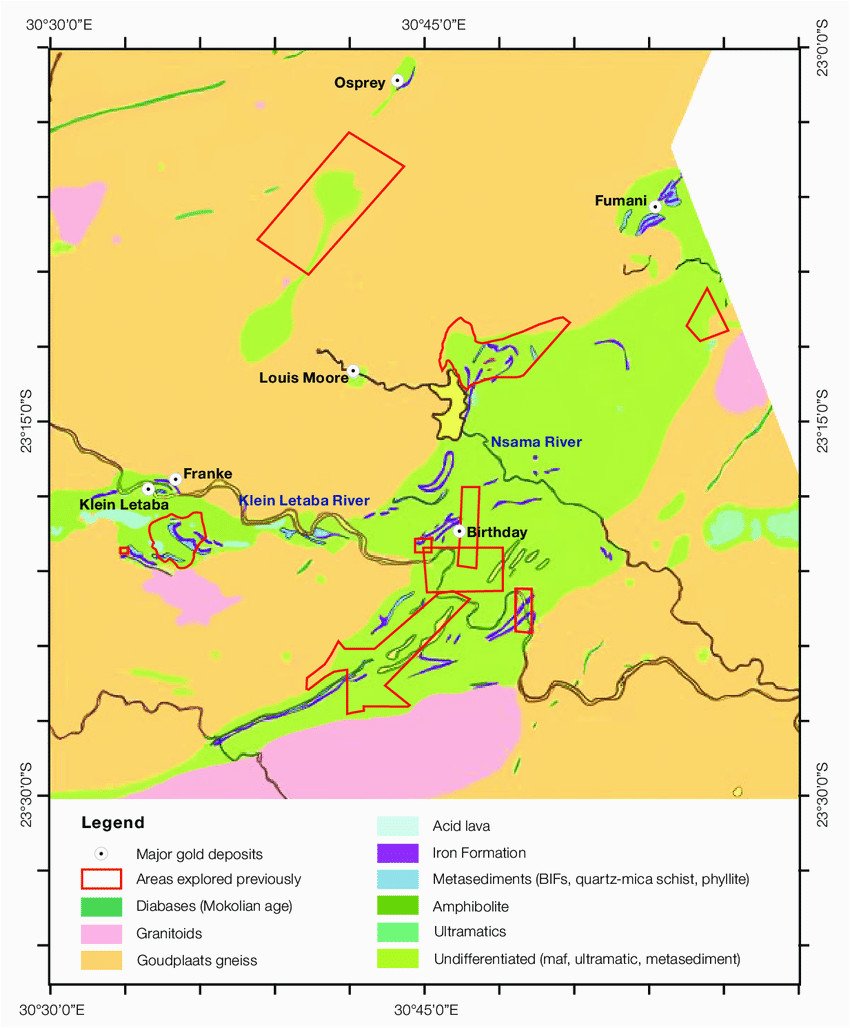 geological map of the giyani greenstone belt showing areas