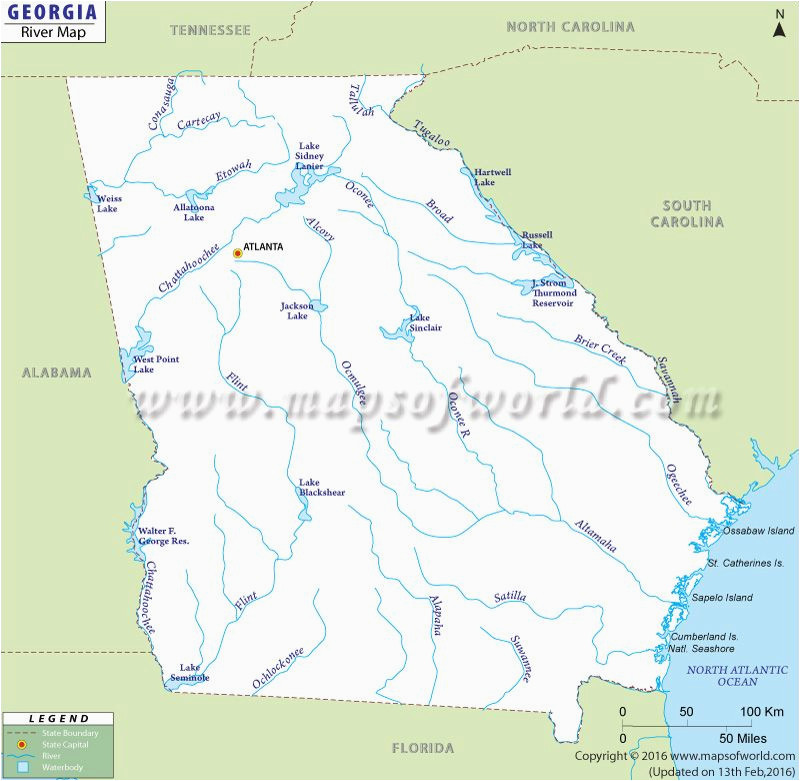 georgia rivers map displays the major rivers in georgia state of the