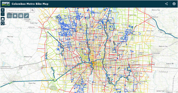 Google Map Of Columbus Ohio Columbus Metro Bike Map