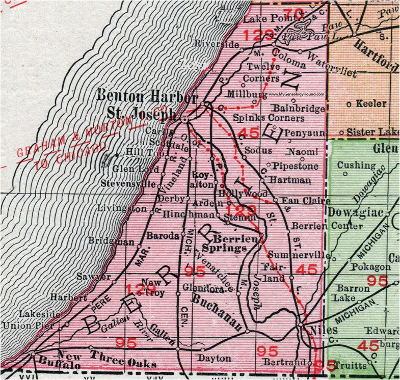 berrien county michigan 1911 map rand mcnally st joseph