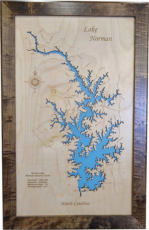 lake norman north carolina wood laser cut map lake norman nc