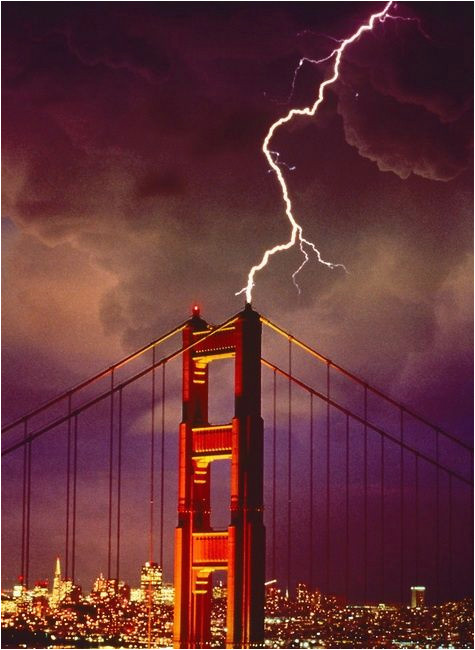 lightning striking the golden gate bridge san francisco cali 2