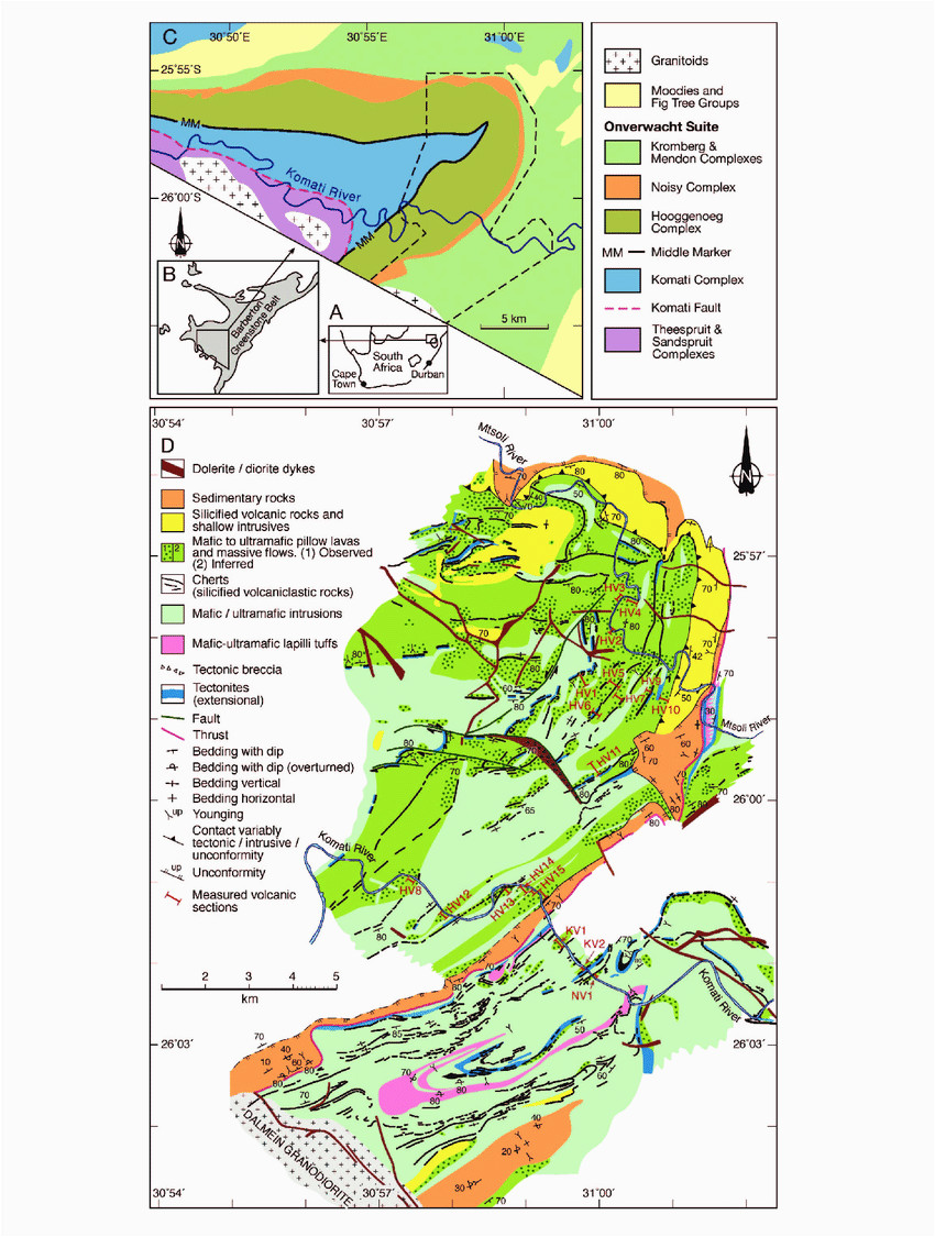 maps showing the geographic location of the barberton greenstone