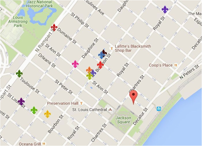 french quarter map new orleans dining and nightlife locations