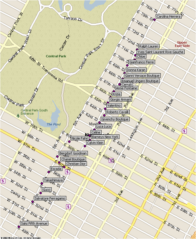 printable shopping map of new york city madison avenue luxury
