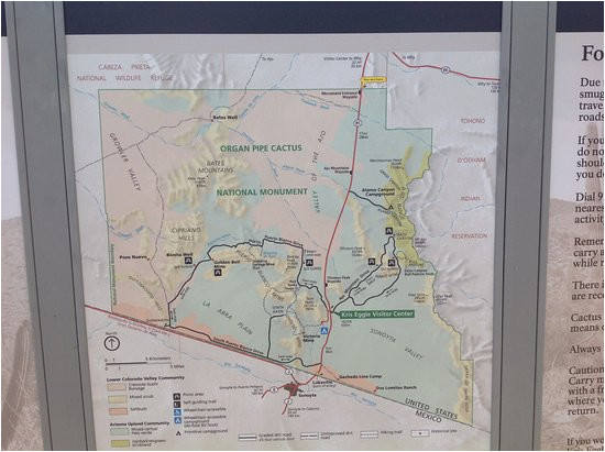 the map of organ pipe cactus national monument at the entrance
