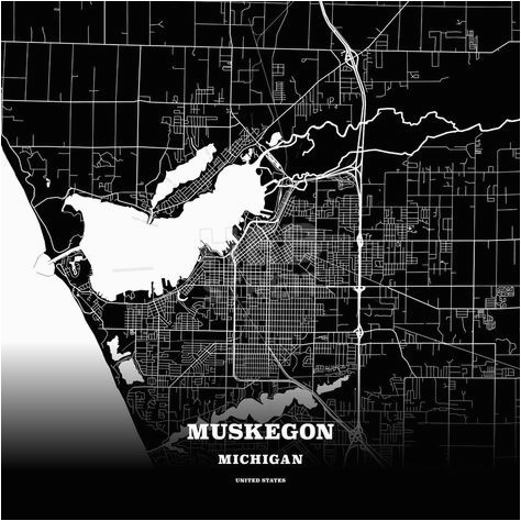 black map poster template of muskegon michigan usa maps vector