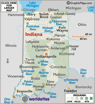 indiana map geography of indiana map of indiana worldatlas com