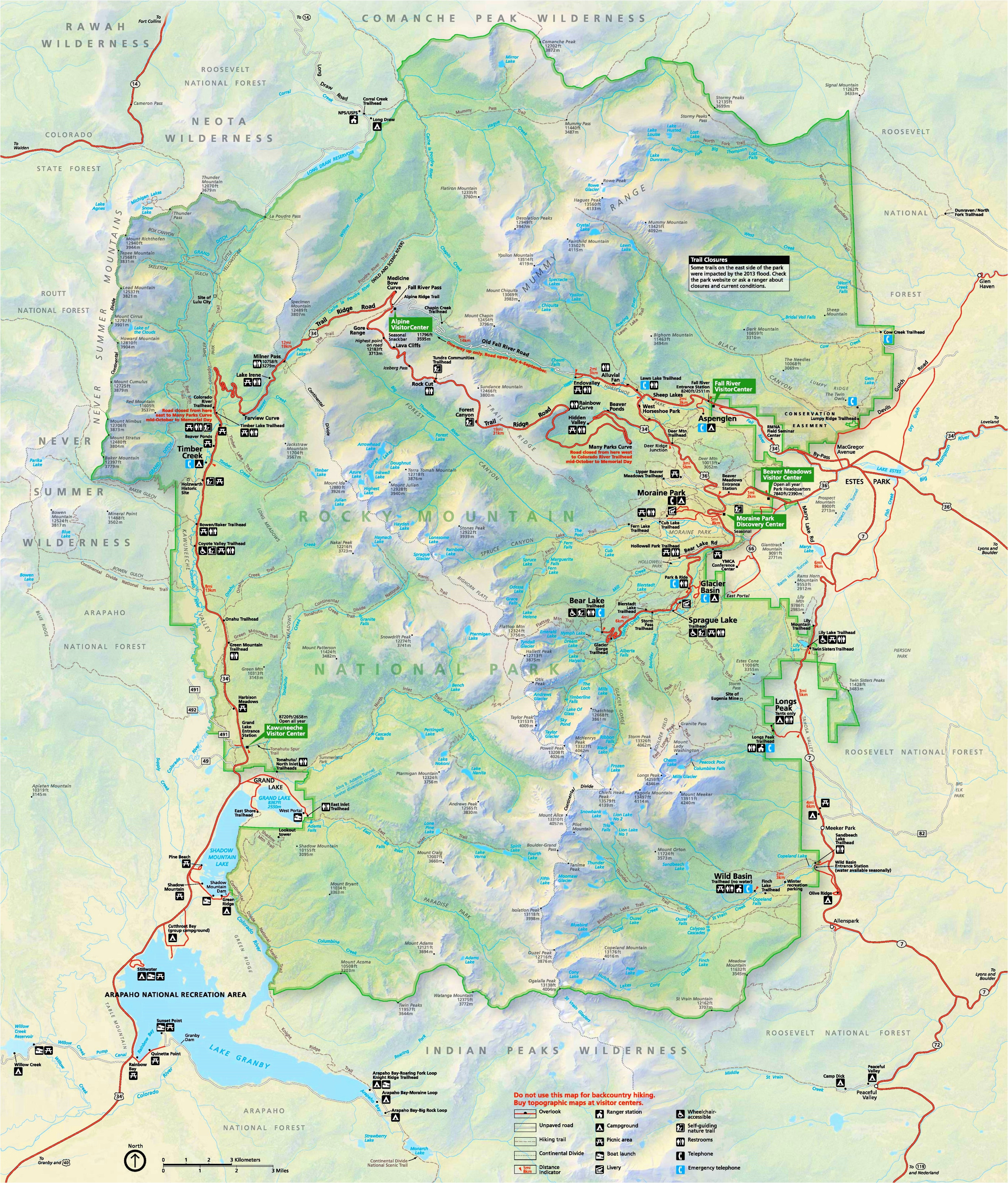 rocky mountain national park maps usa maps of rocky mountain