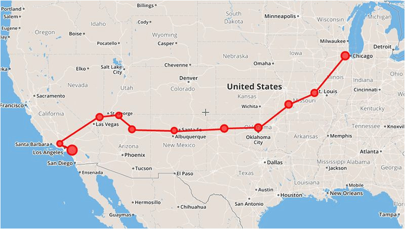 Map Of Route 66 From Chicago To California