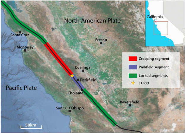 location map of the san andreas fault saf and safod borehole in