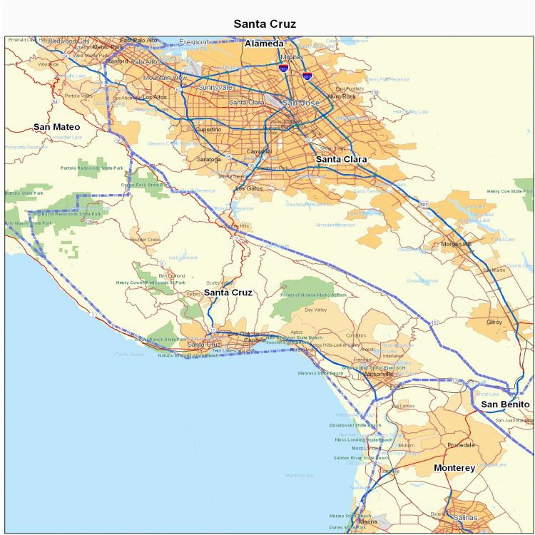santa cruz county ca california maps map of california