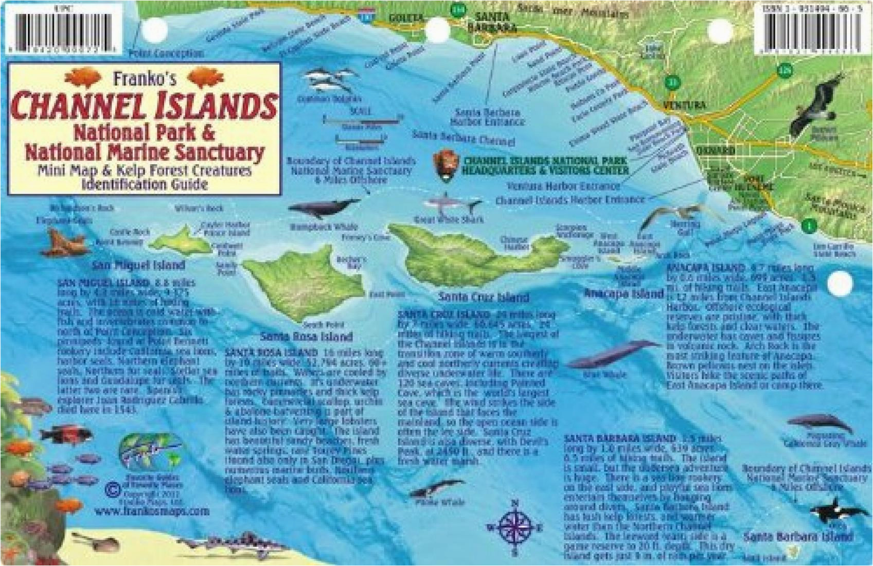 california fish card channel islands 2011 by frankos maps ltd