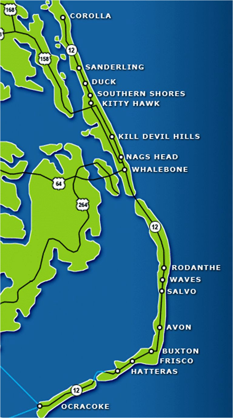 Map Of The Outer Banks North Carolina Fishing The Outer Banks Of Map Of The Outer Banks North Carolina 