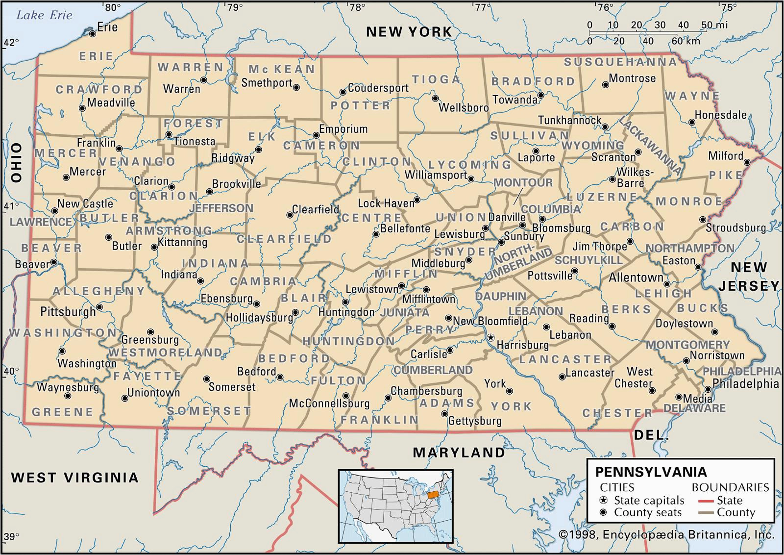 state and county maps of pennsylvania