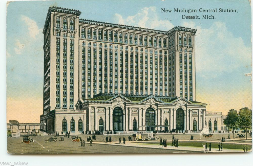tr125 new central station detroit 1914 postcard michigan 11 tracks