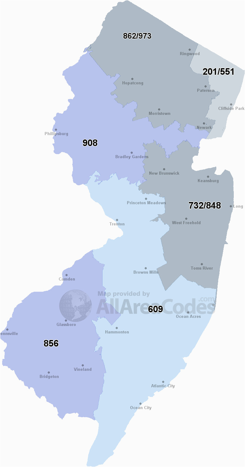 new jersey area codes map list and phone lookup