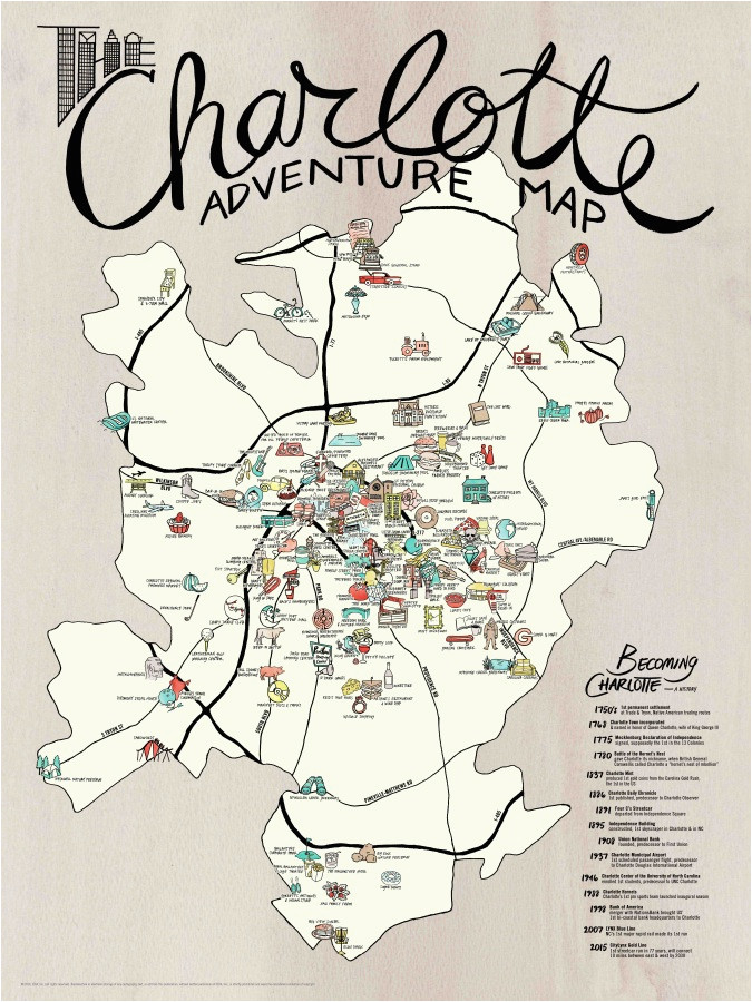 map poster set charlotte adventure edia maps nc sc food