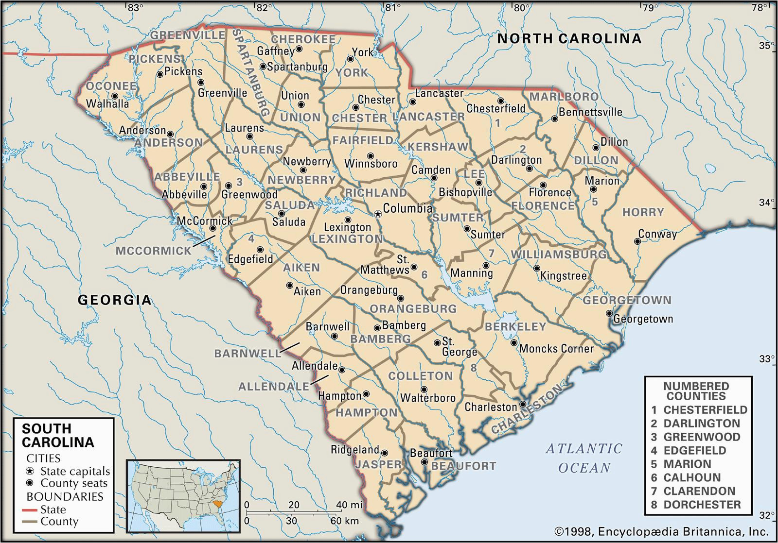 state and county maps of south carolina