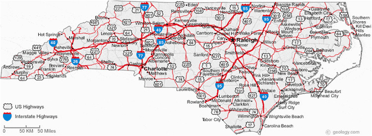 North Carolina State Map with Cities and towns Map Of north Carolina Cities north Carolina Road Map
