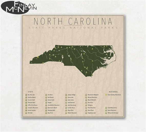 north carolina parks national and state park map fine art