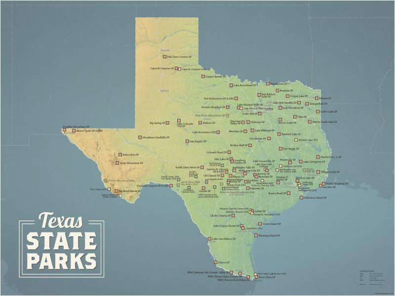 texas state parks map 18x24 poster best maps ever
