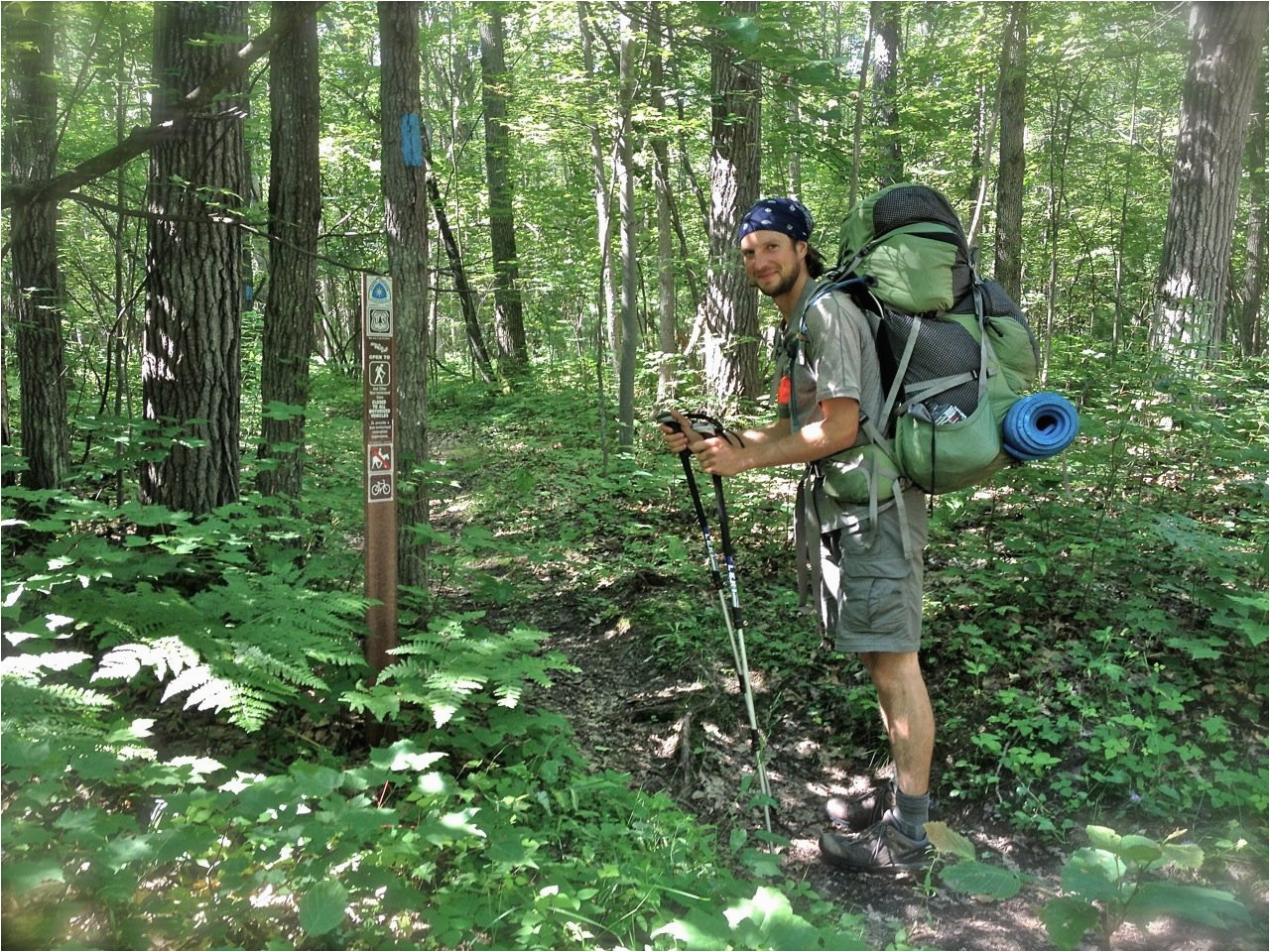 young hiker walking from north dakota to new york on north country