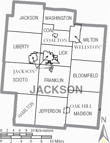 file map of jackson county ohio with municipal and township labels