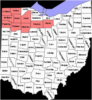 Ohio Map by Counties northwest Ohio Travel Guide at Wikivoyage