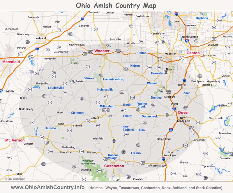 ohio amish country area map information