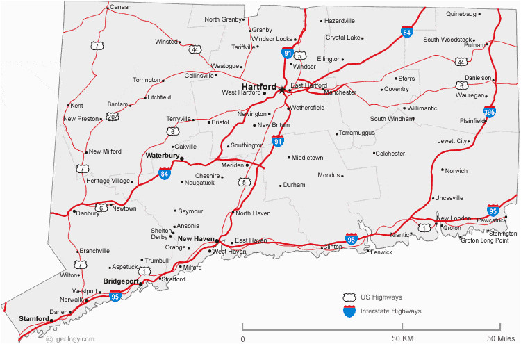 map of connecticut cities connecticut road map