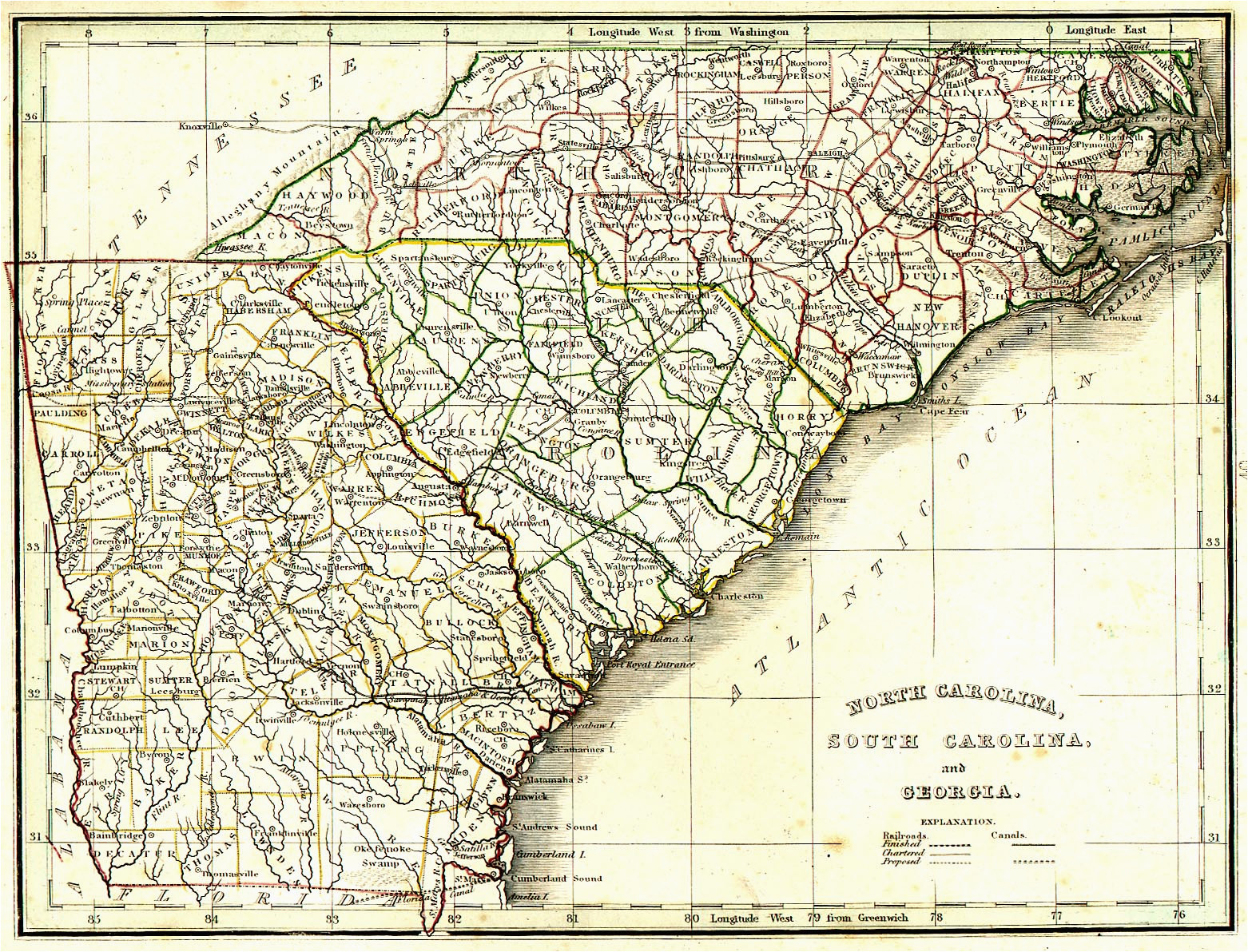 north carolina county map