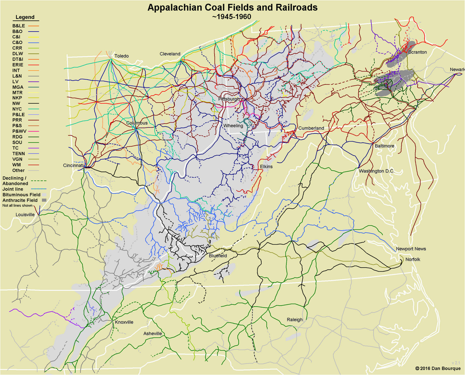evolution of appalachian railroads 1945 2005 appalachian railroad