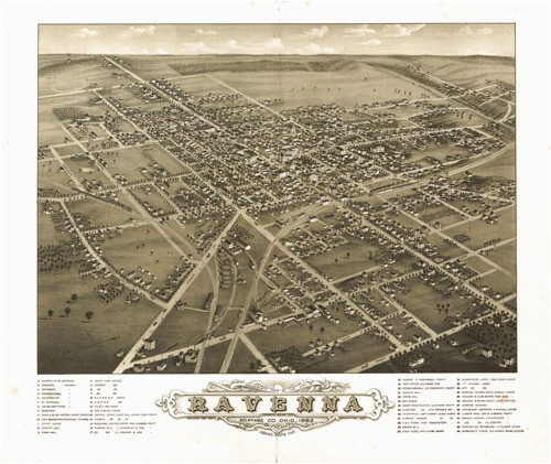 historical map of ravenna oh 1882
