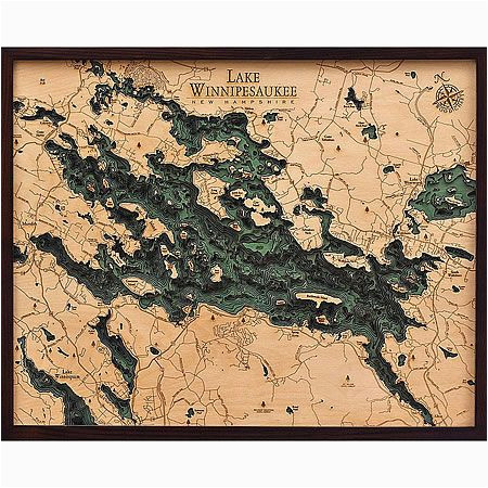 lake winnipesaukee 3d nautical wood maps map wood map art