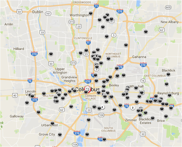 Road Map Of Columbus Ohio Here Is A Map Of All Homicides That Happened In 2016 Source In Of Road Map Of Columbus Ohio 