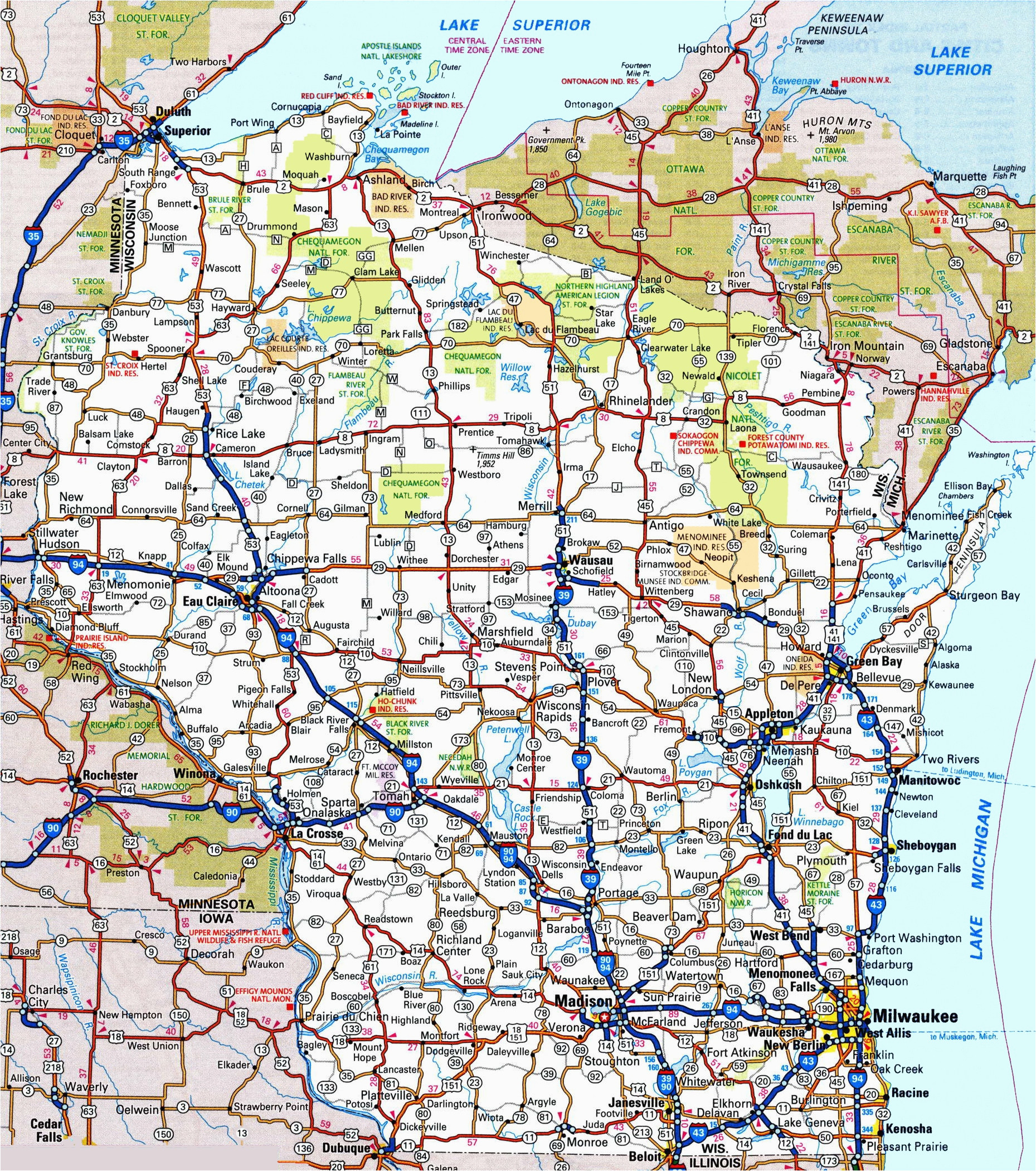 Road Map Of Upper Michigan Wisconsin Road Map Of Road Map Of Upper Michigan 