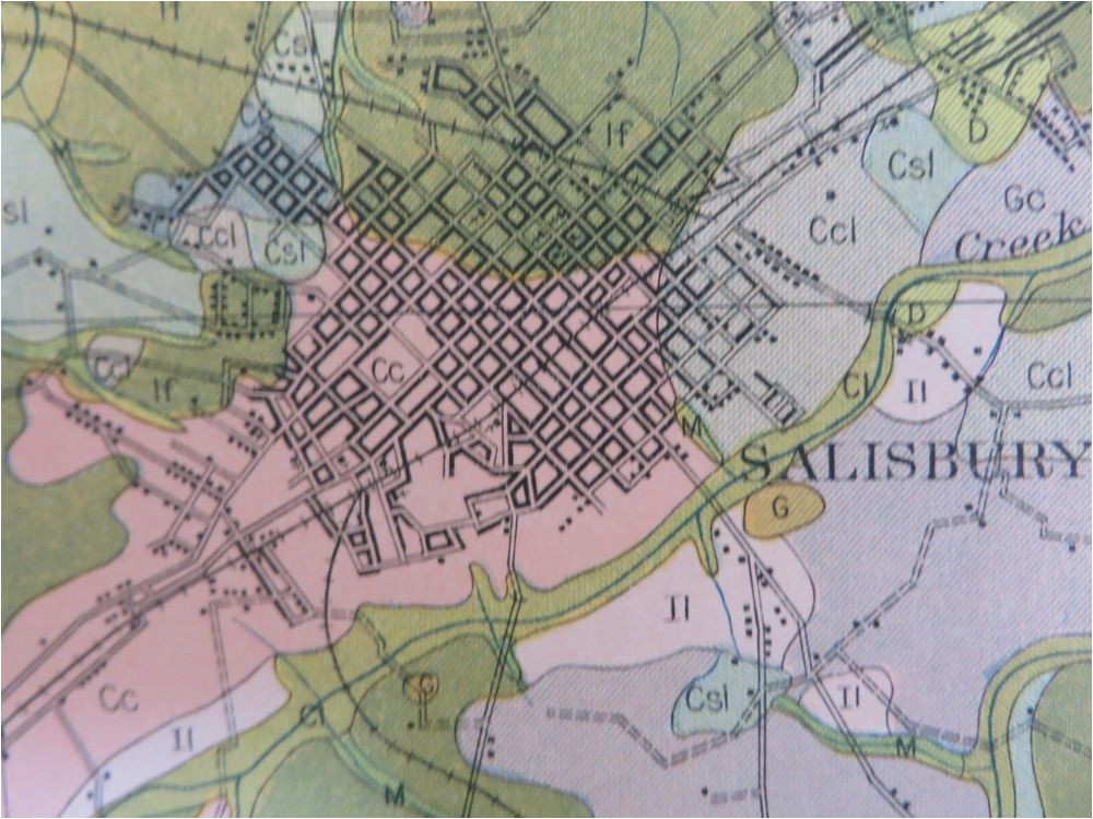 1914 antique map north carolina rowan county salisbury spencer 28 x