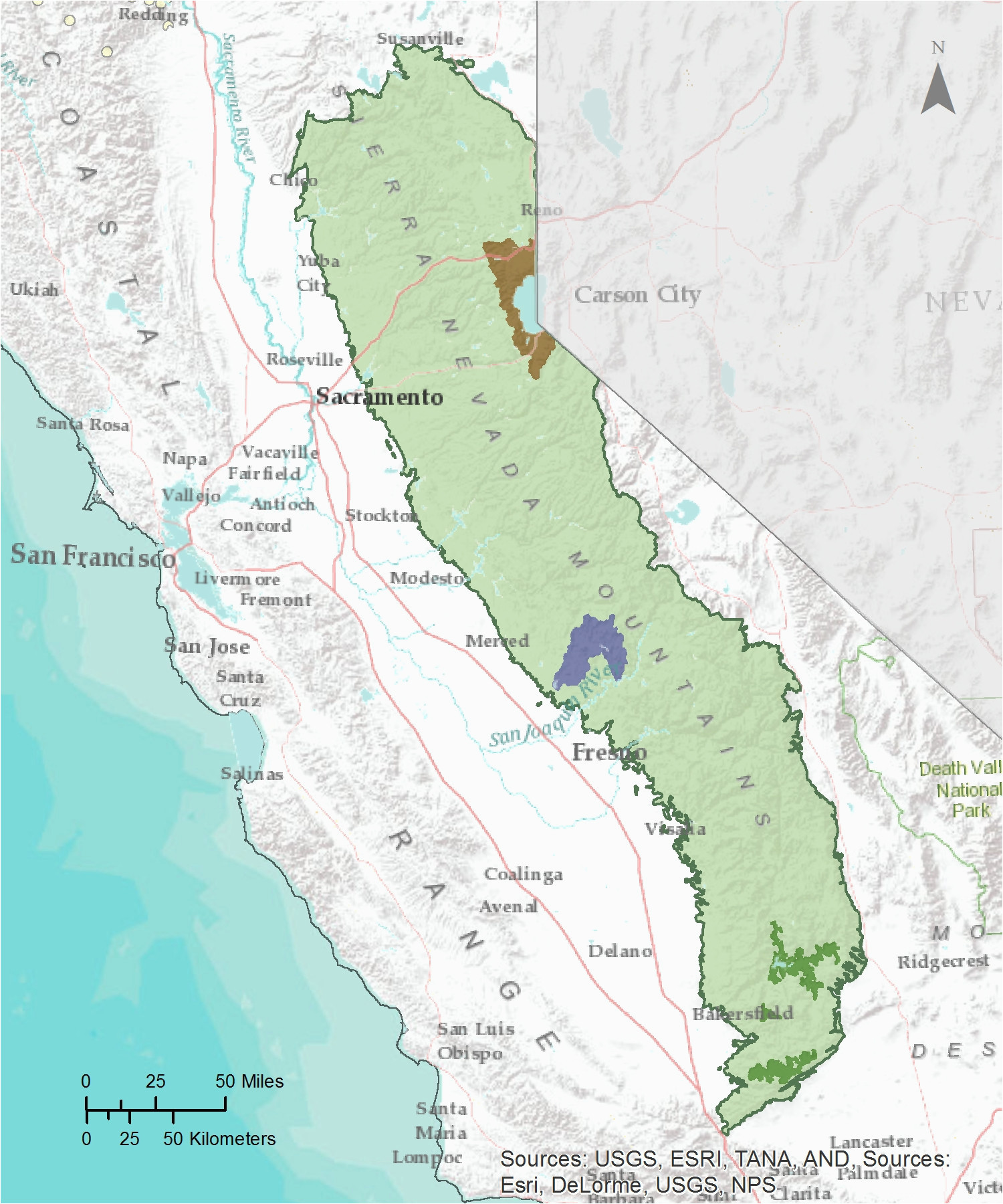 california mountain range map detailed mountain ranges in california