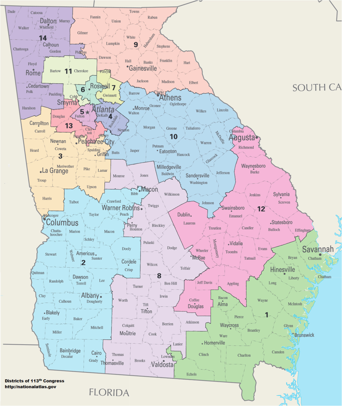 Southeast Georgia Map Georgia S Congressional Districts Wikipedia Of Southeast Georgia Map 