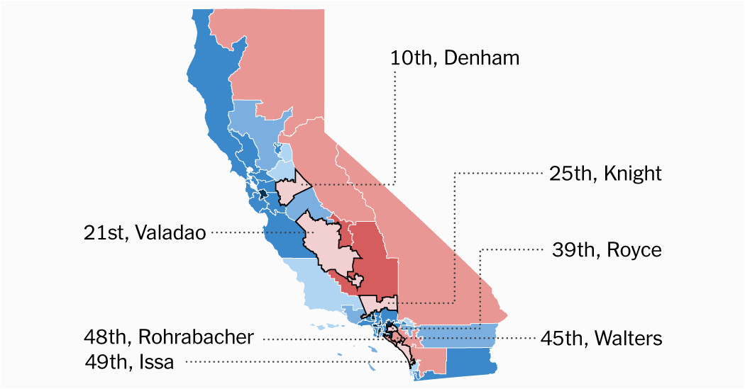 seven republican districts in california favored clinton can