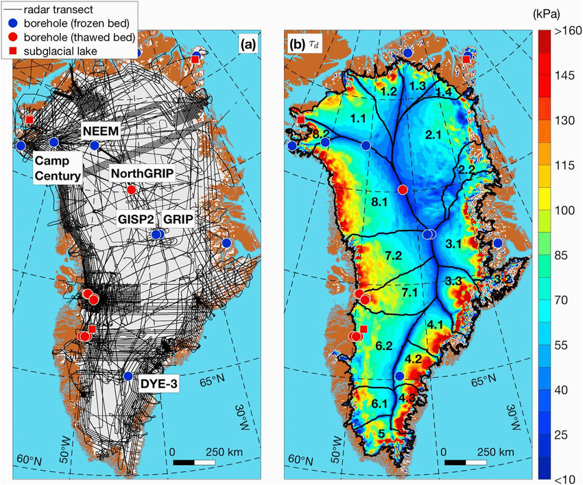 a map of greenland showing the spatial coverage of 1993 2013