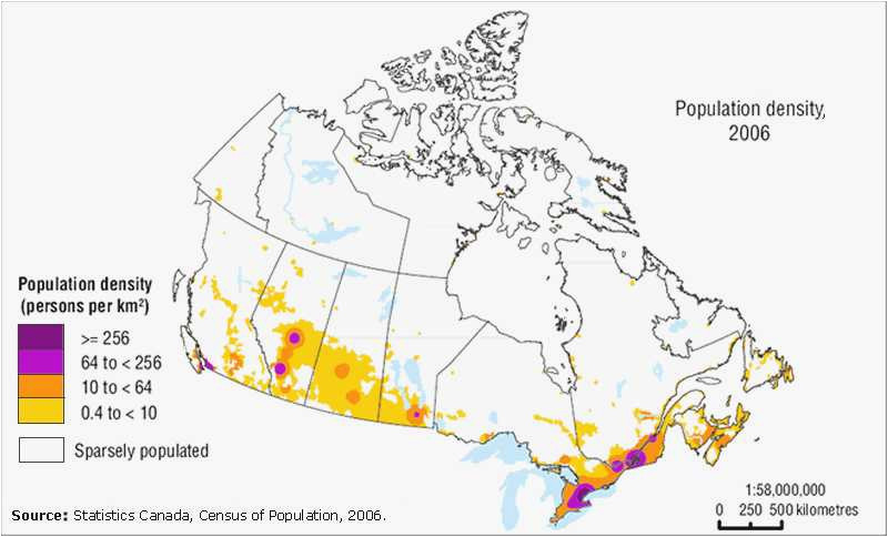 canada population density map fresh canada population density map