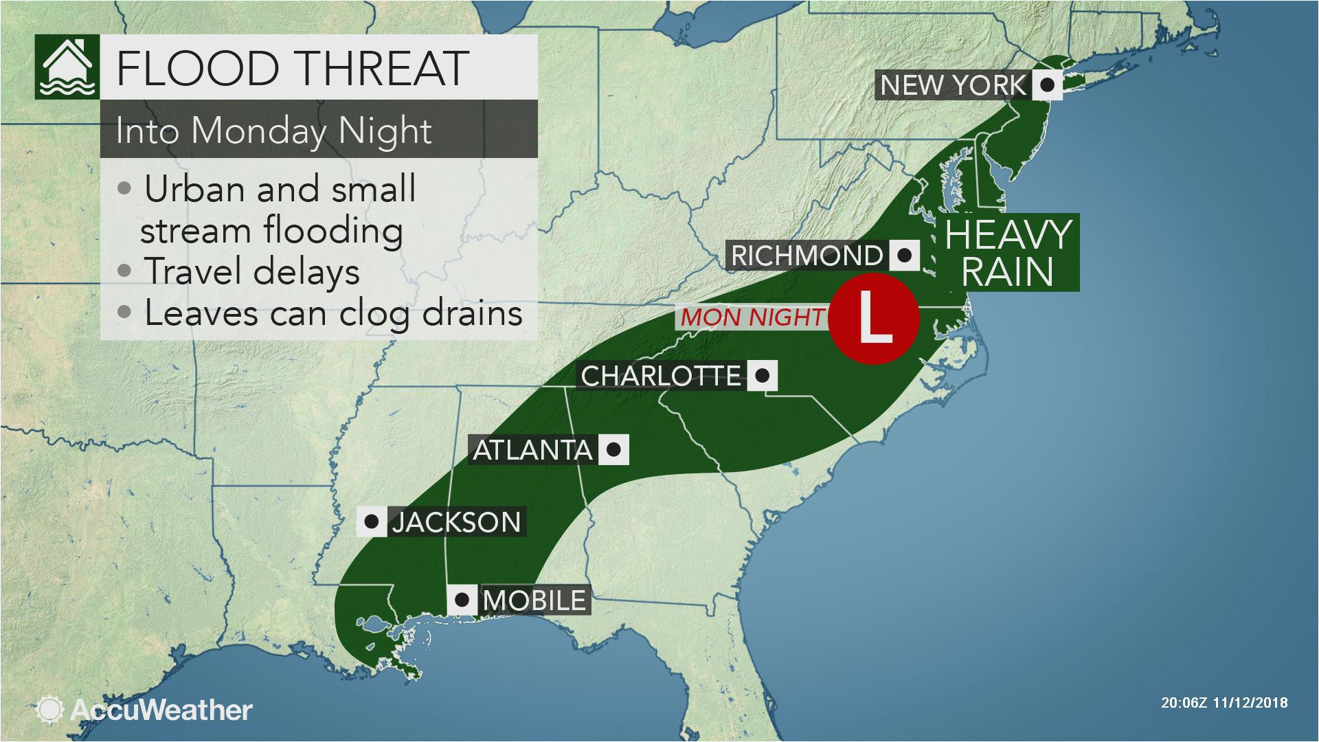 heavy rain to raise flood concerns in southern us early this week