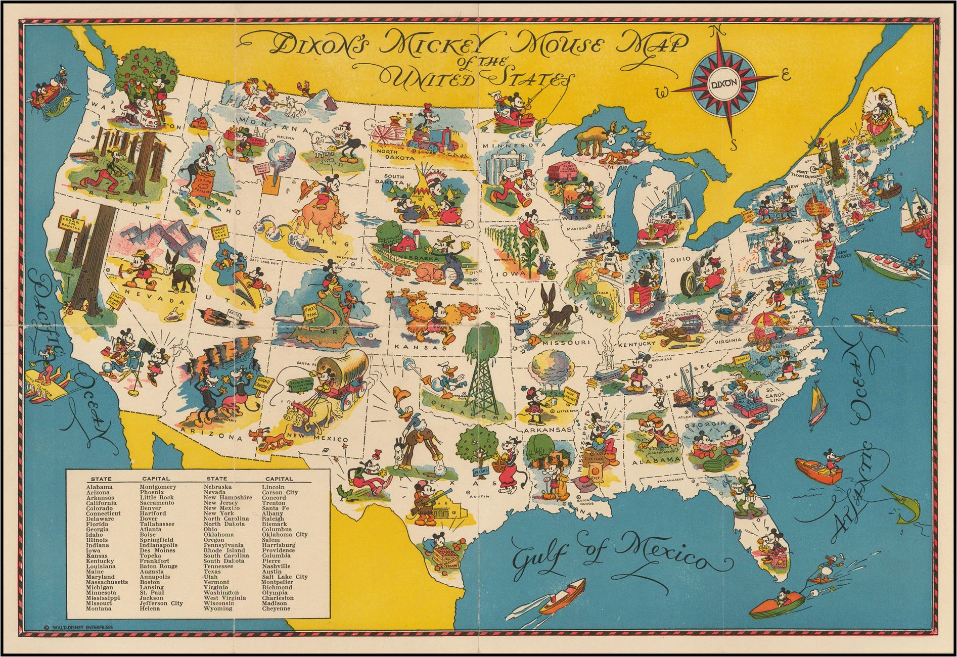 mickey mouse map of the united states maps map united states