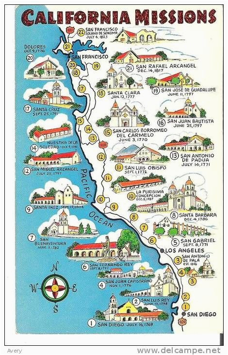 map of california missions built between 1769 and 1823 spanish