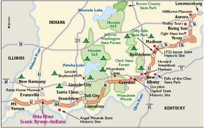indiana scenic drives ohio river scenic byway indiana the place